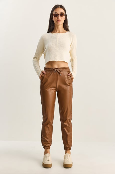 Fauxleder-Jogginghose mit Kordelzug - Image 3