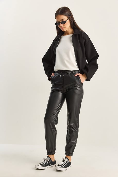 Fauxleder-Jogginghose mit Kordelzug - Image 3