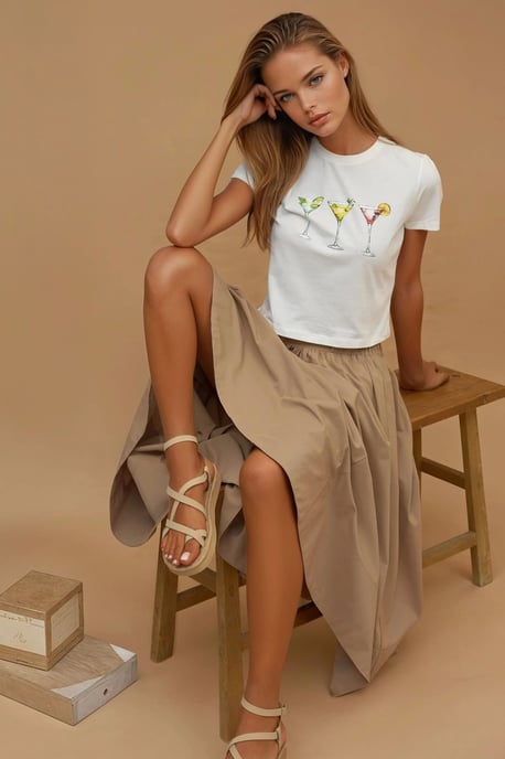Bedrucktes Regular Fit Rundhals T-Shirt aus 100% Baumwolle im Crop-Style - Image 3