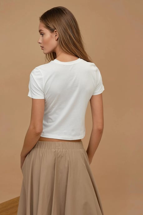 Bedrucktes Regular Fit Rundhals T-Shirt aus 100% Baumwolle im Crop-Style - Image 5