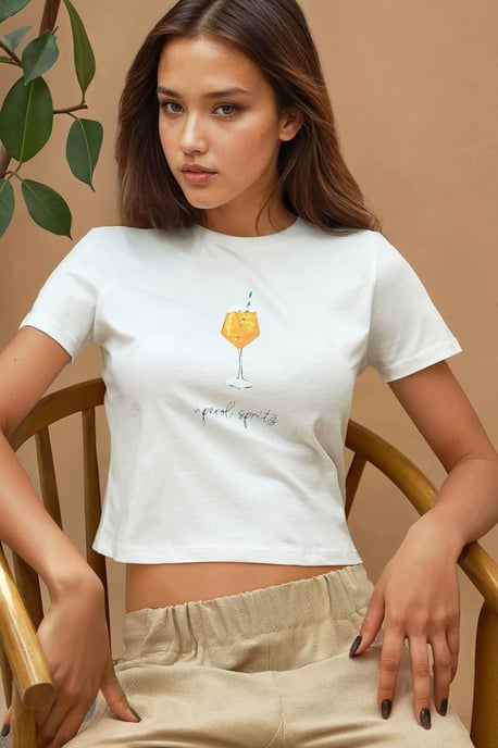 Bedrucktes Regular Fit Crew Neck 100% Baumwolle Crop T-Shirt - Image 1