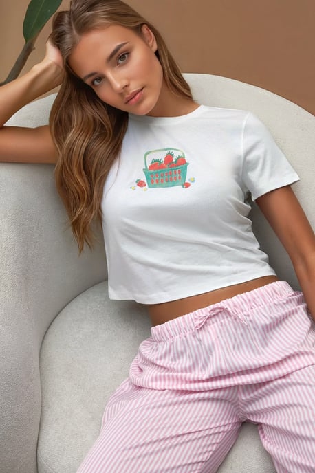 Bedrucktes Regular Fit Rundhals T-Shirt aus 100% Baumwolle mit Cropped-Schnitt - Image 1