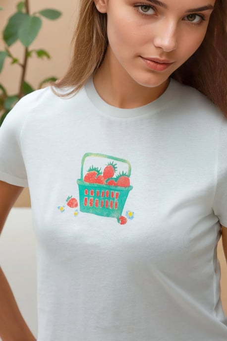 Bedrucktes Regular Fit Rundhals T-Shirt aus 100% Baumwolle mit Cropped-Schnitt - Image 2