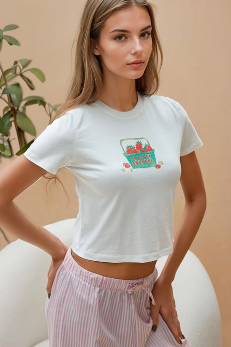 Bedrucktes Regular Fit Rundhals T-Shirt aus 100% Baumwolle mit Cropped-Schnitt - Image 5