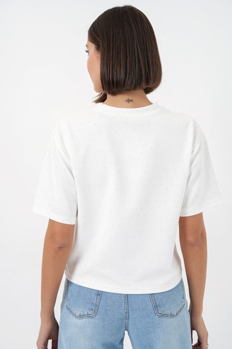 Steinverziert Rundhals-T-Shirt - Image 6