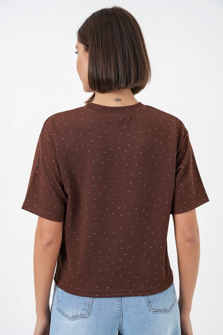Steinverziert Rundhals-T-Shirt - Image 5