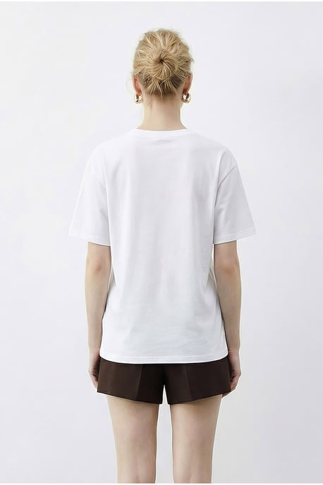 Crew-Neck Geometrisches Paillettendruck T-Shirt - Image 5