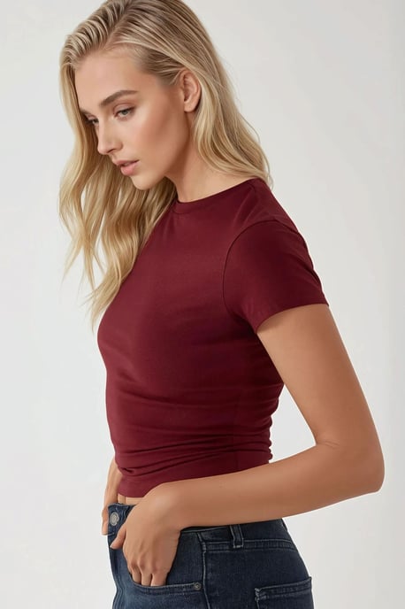Slim Fit Soft Touch Baumwoll Rundhals T-Shirt - Image 2