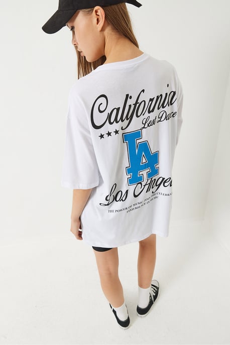 Übergrößen Crewneck Baumwoll-T-Shirt mit Rückenprint - Image 2