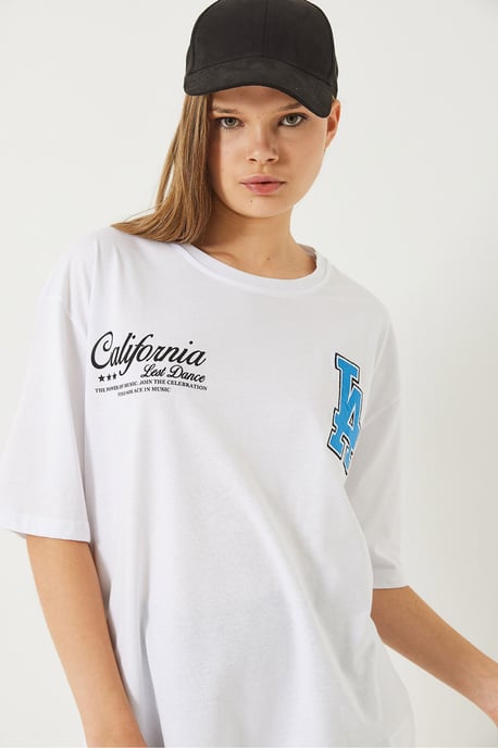 Übergrößen Crewneck Baumwoll-T-Shirt mit Rückenprint - Image 4