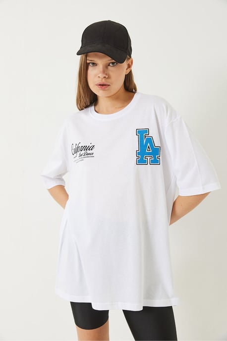 Übergrößen Crewneck Baumwoll-T-Shirt mit Rückenprint - Image 5
