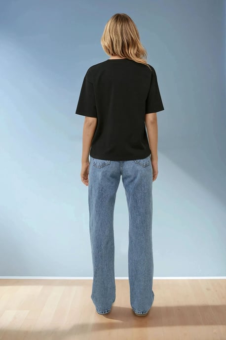 Hiccup Basic Baumwoll-T-Shirt mit Rundhals - Schwarz - Image 5