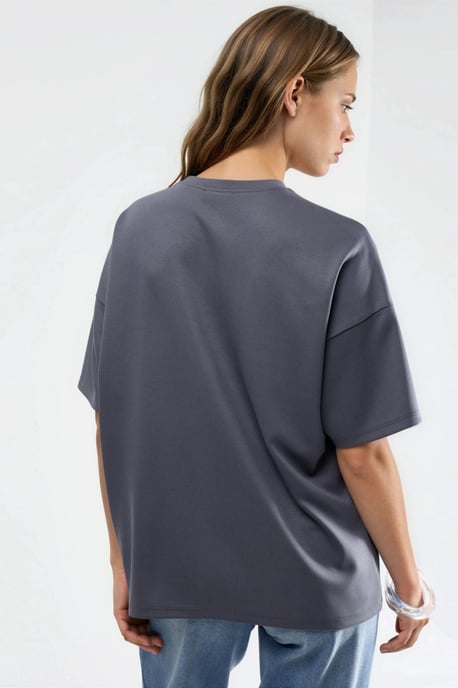 Übergroßes Rundhals-Modal Touch Strick-T-Shirt - Image 3