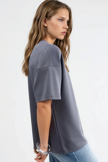 Übergroßes Rundhals-Modal Touch Strick-T-Shirt - Image 4