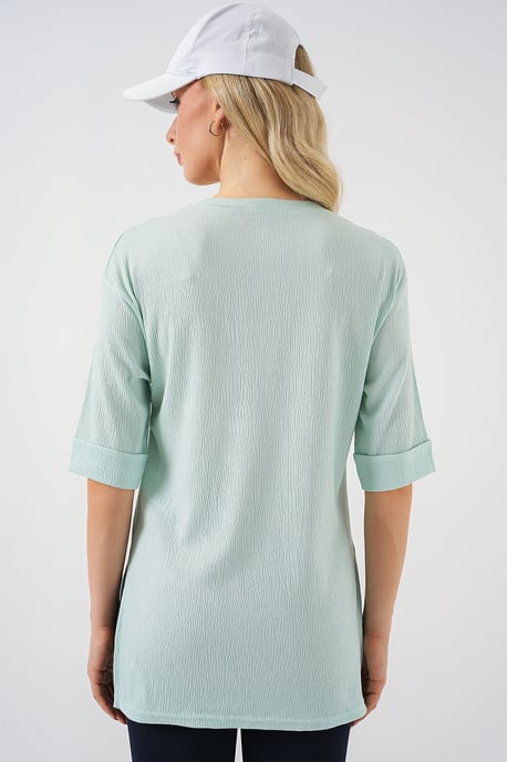 Strukturiertes Rundhals-Kurzarm-T-Shirt - Image 5