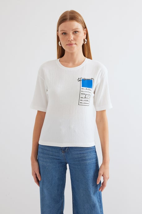Bedrucktes Rundhals-T-Shirt mit kurzen Ärmeln - Image 1