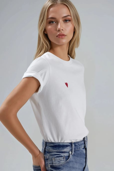 Besticktes Rundhals-Kurzarm-T-Shirt aus 100% Baumwolle - Image 3