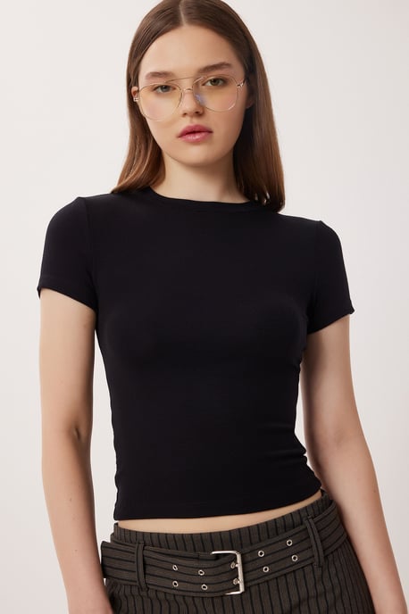Slim Fit Rundhals-Crop T-Shirt 2er-Pack - Image 3