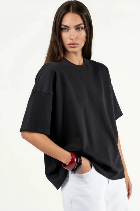 Übergröße Rundhalsausschnitt Modal Touch Strick-T-Shirt - Image 2