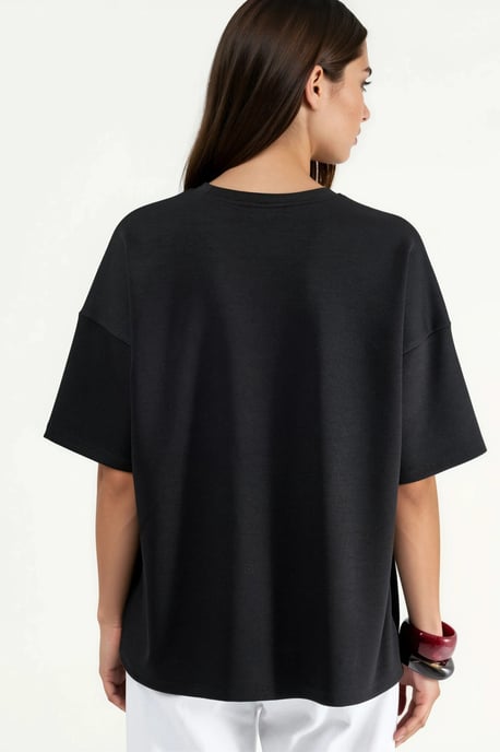 Übergröße Rundhalsausschnitt Modal Touch Strick-T-Shirt - Image 4
