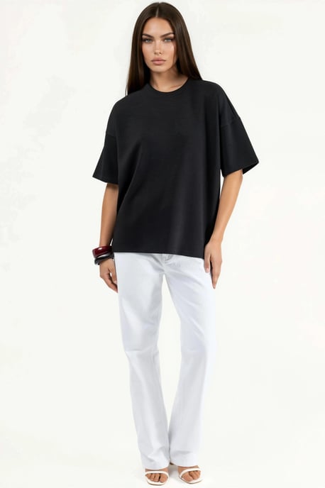 Übergröße Rundhalsausschnitt Modal Touch Strick-T-Shirt - Image 6