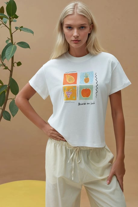 Bedrucktes Regular Fit Rundhals T-Shirt aus 100% Baumwolle - Image 4