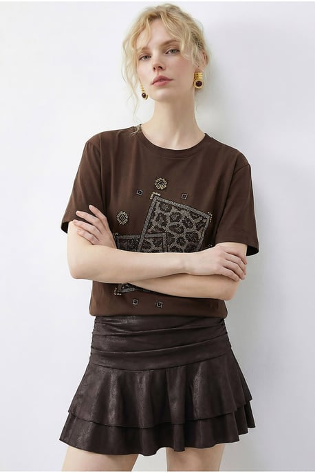 Crew-Neck T-Shirt mit geometrischem Pailletten-Druck - Image 3