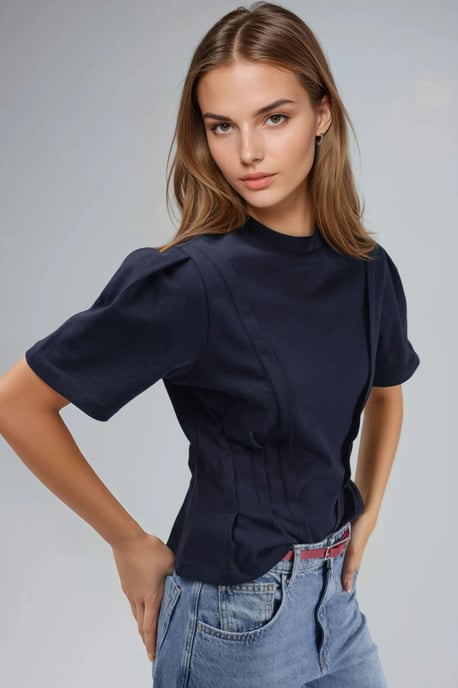 Figurbetontes Rundhals-T-Shirt - Image 4