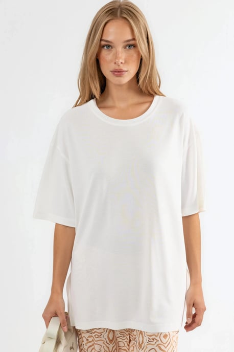 T-Shirt mit Schlitzdetails und Rundhalsausschnitt, kurzarm - Image 1