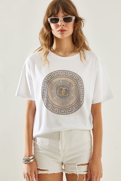 Gesticktes Bedrucktes Rundhals-T-Shirt - Image 2