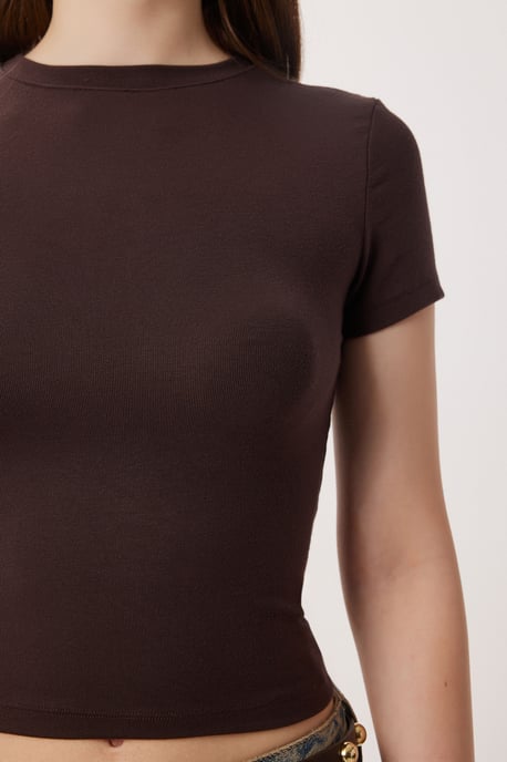 Slim Fit Rundhals-Crop-Top 2er-Pack T-Shirt - Image 4