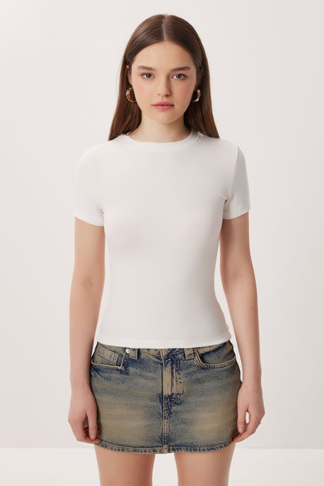 Slim Fit Rundhals-Crop-Top 2er-Pack T-Shirt - Image 6