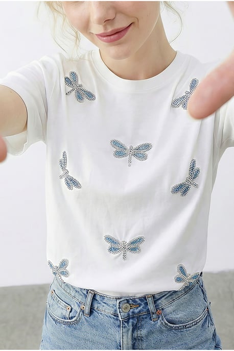 Besticktes T-Shirt mit Rundhalsausschnitt, lässige Passform - Image 6