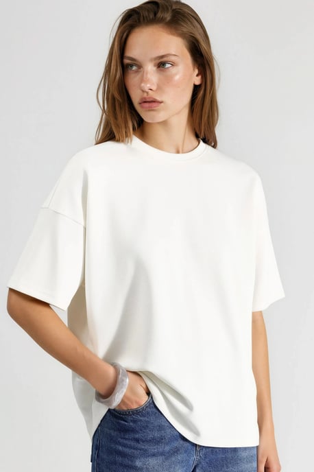 Oversized Rundhalsausschnitt Modal Touch Strick-T-Shirt - Image 2