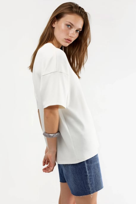 Oversized Rundhalsausschnitt Modal Touch Strick-T-Shirt - Image 4
