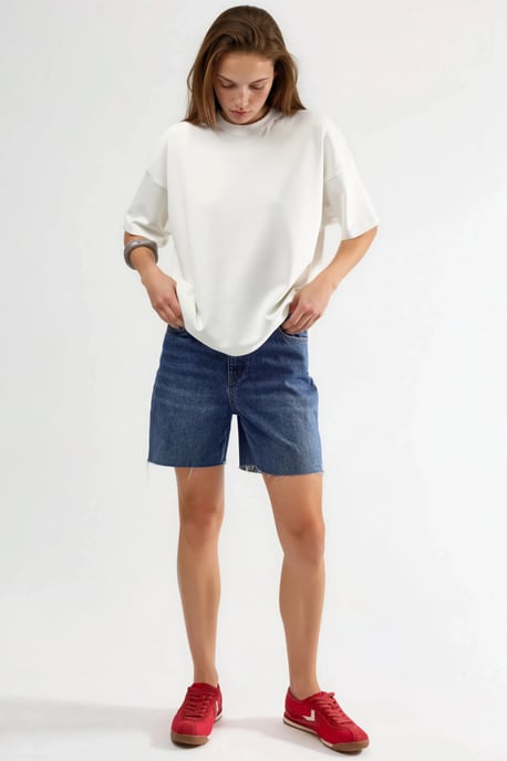 Oversized Rundhalsausschnitt Modal Touch Strick-T-Shirt - Image 5