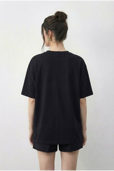 Crew Neck Geometrisches Paillettendruck T-Shirt - Image 4