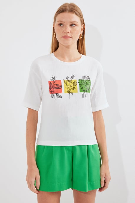 Bedrucktes Rundhalsausschnitt T-Shirt - Image 1