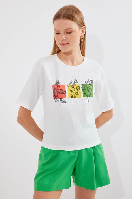 Bedrucktes Rundhalsausschnitt T-Shirt - Image 2