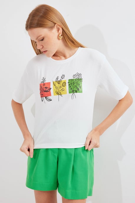 Bedrucktes Rundhalsausschnitt T-Shirt - Image 3