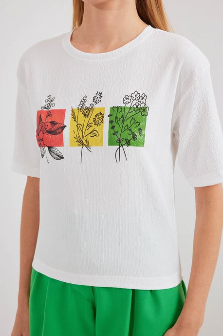 Bedrucktes Rundhalsausschnitt T-Shirt - Image 4