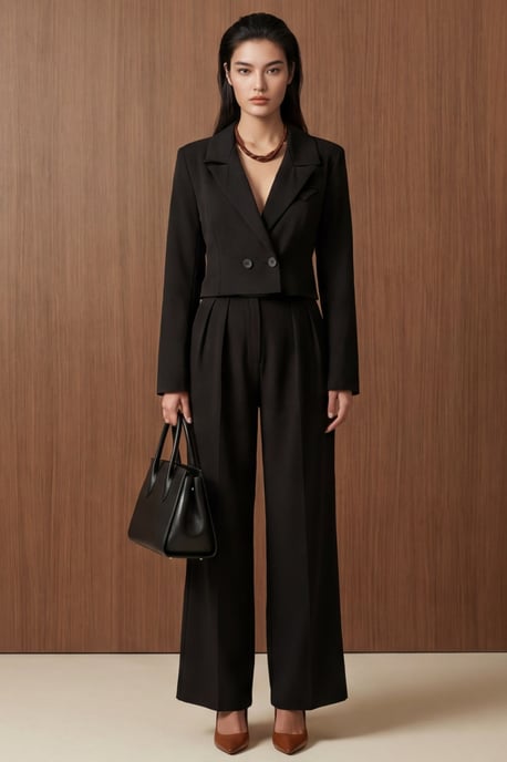 Jacke mit Knöpfen und plissierte Hose Zweiteiliges Set - Image 6