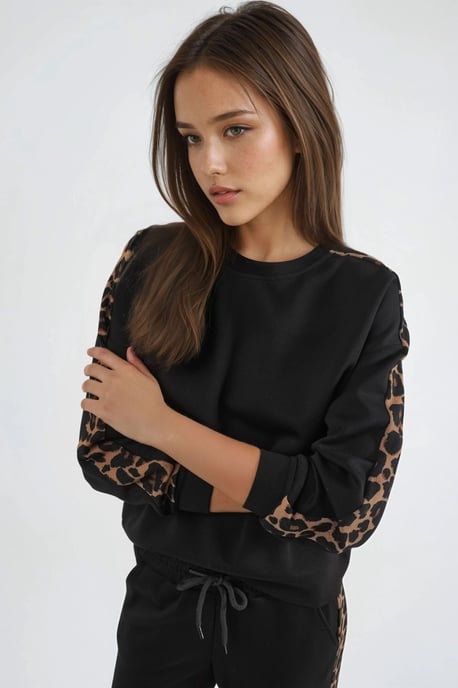 Leopard-Print Hochbund Zwei-teiliges Coord Set - Image 4