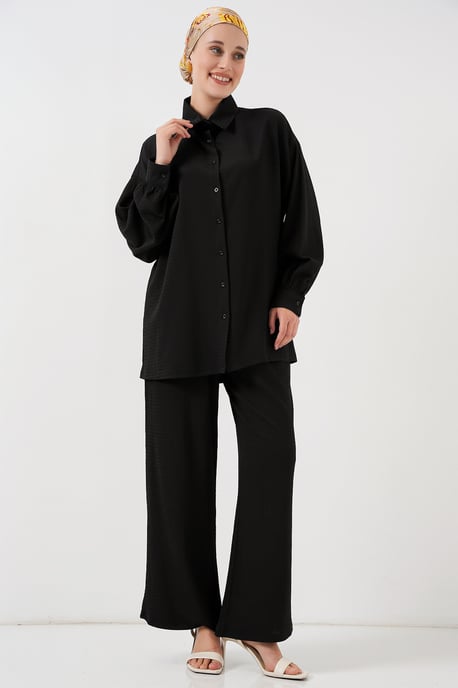Strukturierter Strick-Set mit Hemdkragen - Image 4