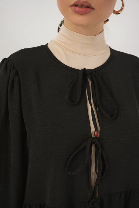 Crew-Neck Lange Tunika und Weitbeinige Hose Set - Image 4