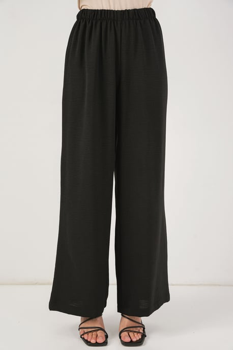 Crew-Neck Lange Tunika und Weitbeinige Hose Set - Image 5