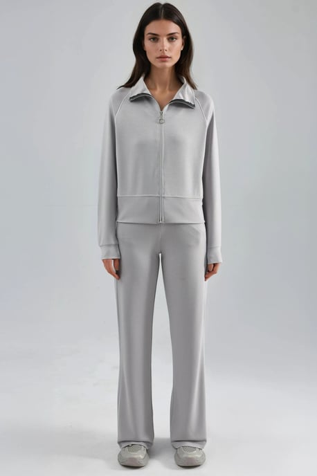 Modal Touch Sweatshirt mit Reißverschluss und Hose im Zwei-Teile-Set - Image 6
