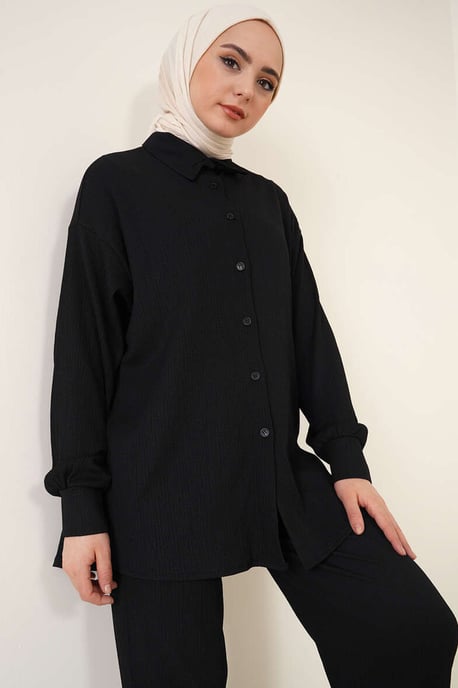 Big Dart Zweiteiliges Set: Oversized-Shirt und Hose - Schwarz - Image 2