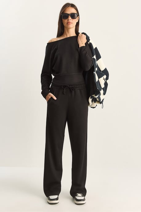 Asymmetrisches Kragen Strick High-Waist Zweiteiliges Set - Image 2