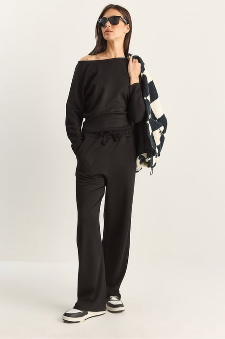 Asymmetrisches Kragen Strick High-Waist Zweiteiliges Set - Image 3